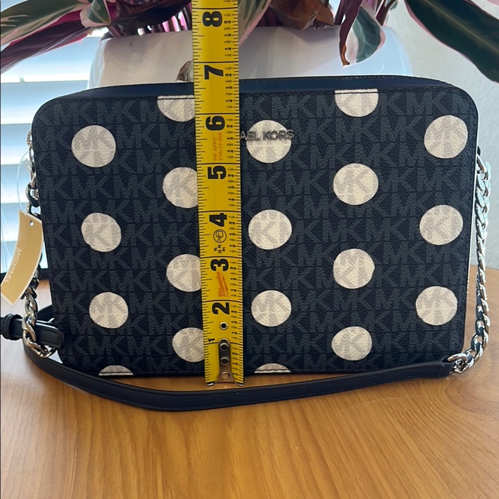 Michael Kors Navy & Silver Crossbody Bag with Polka Dot Design - Picture 10 of 12